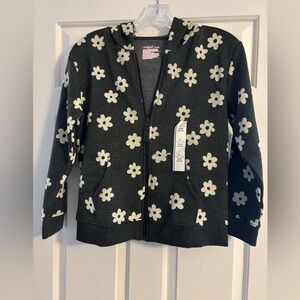 Cat & Jack Black Hoodie with White Floral Design